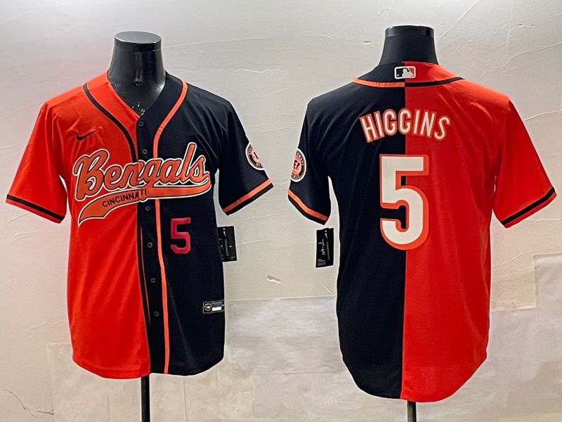 Men Cincinnati Bengals #5 Hiccins Orange Black Joint Name 2025 Nike Limited NFL Jersey style 5